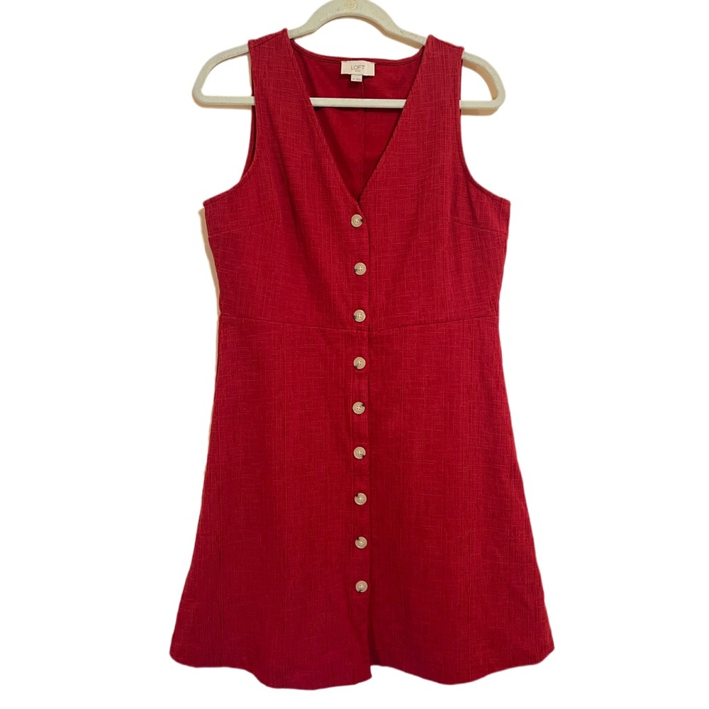 Red Button Detail Dress